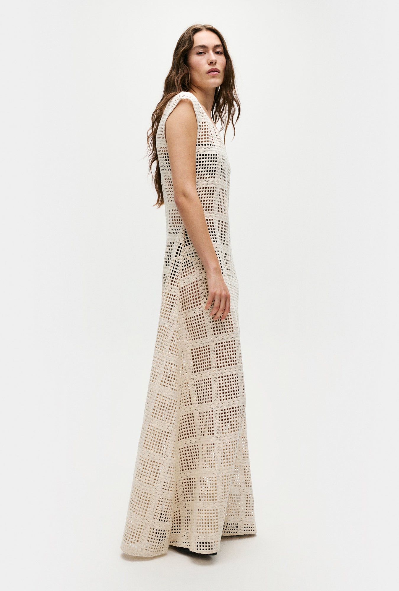 COTTON GRID GOT IT DRESS NATURAL