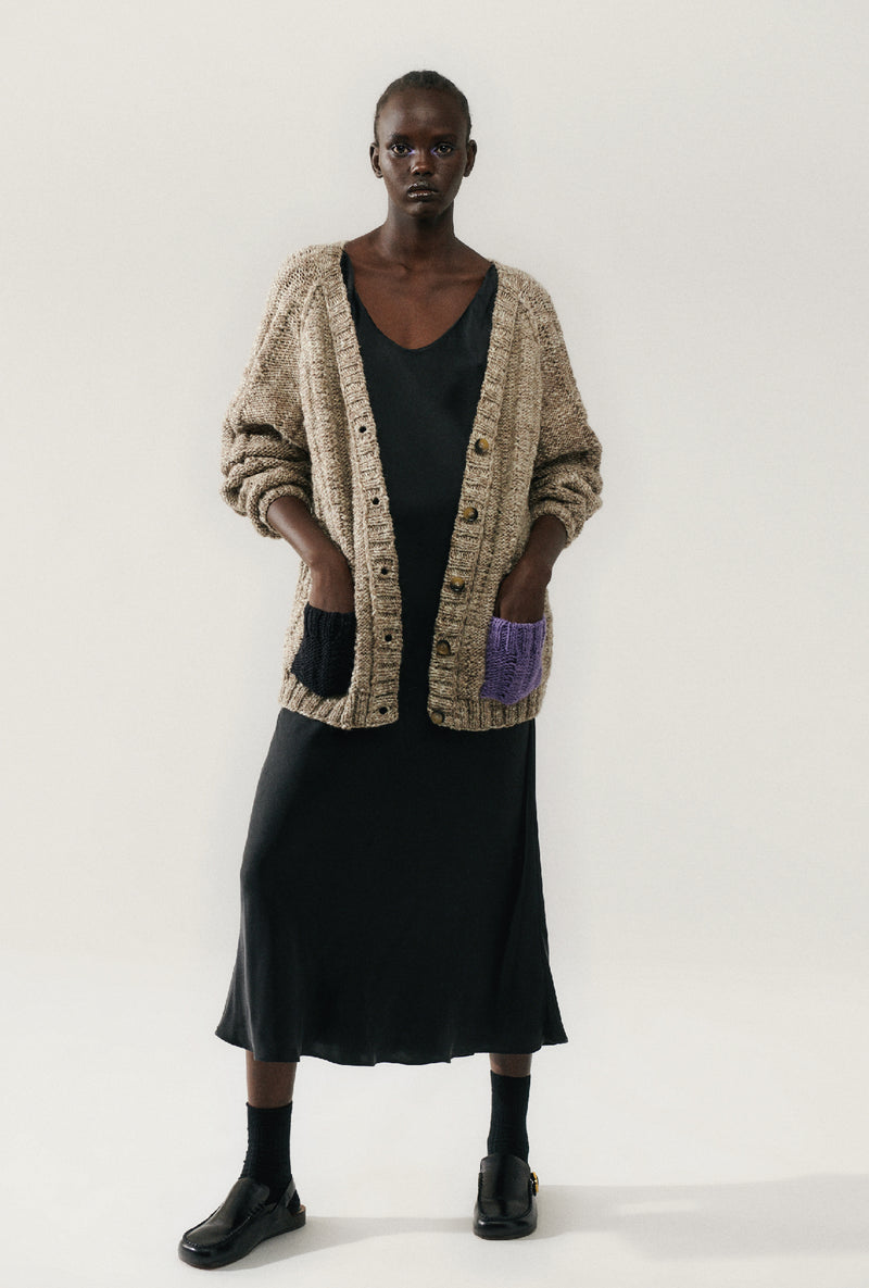 THE BIG G CARDIGAN NATURAL BROWN