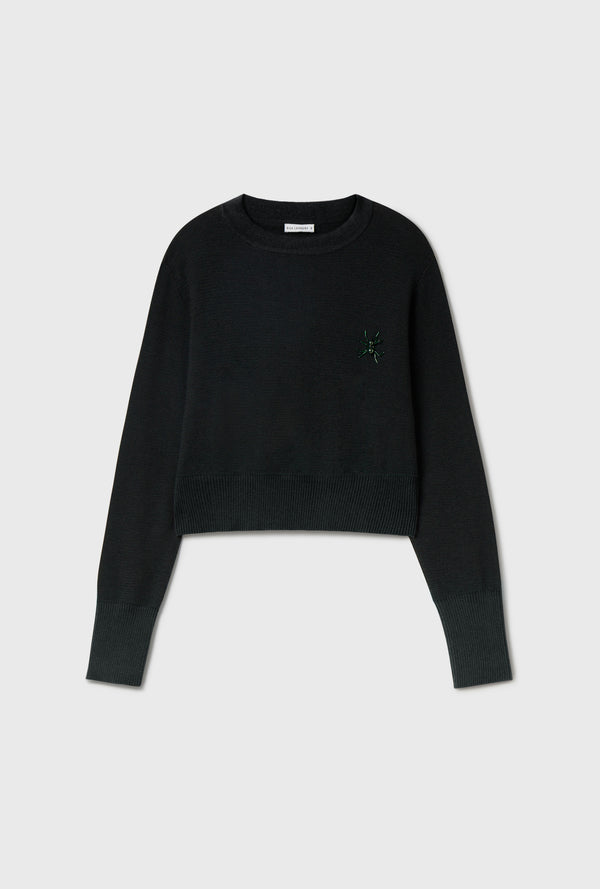 WOOL CROPPED CREWNECK BLACK