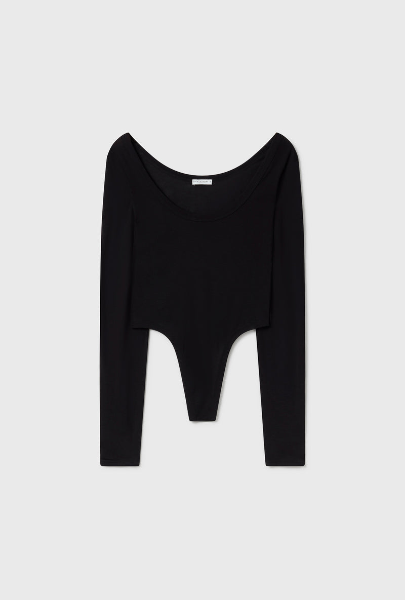 CUTAWAY LONG SLEEVE BODYSUIT BLACK