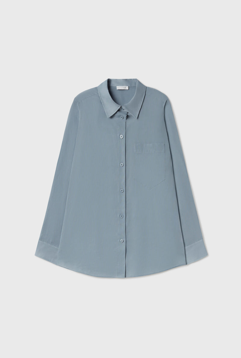 SHEER COTTON PLEATED YOKE SHIRT STORM